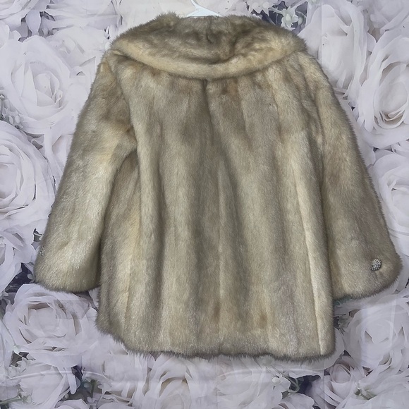 Vintage MINK fur jacket Ivory off-white Women's Size Medium/Large Luxurious - Picture 5 of 7